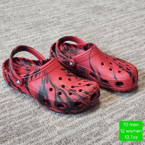 Crocs Classic Marbled Clogs red black 10 men 12 women